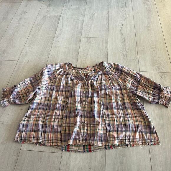 Free People Women's Lucy Cotton Button-Front Swing Blouse size S - Picture 1 of 9